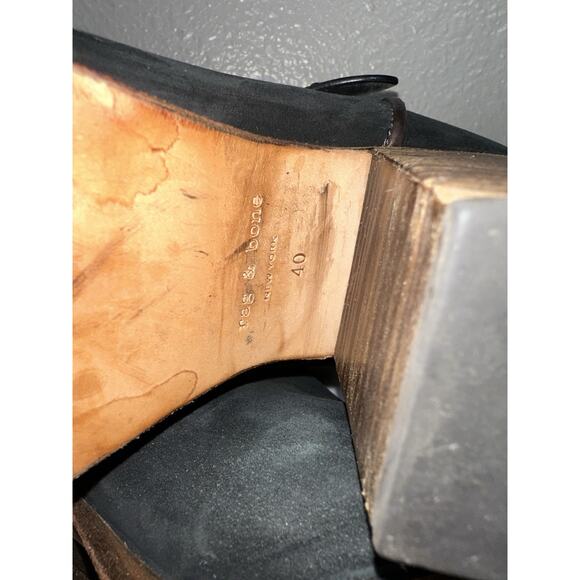 Rag and Bone Harrow Black Suede High Heeled Ankle Boots Straps Sz EU 40 / US 10 - Picture 13 of 14